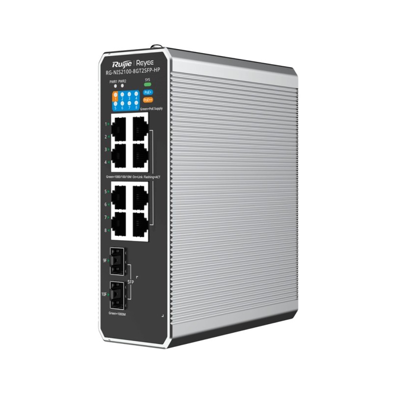 Ruijie Networks RG-NIS2100 Managed L2 Gigabit Ethernet (10/100/1000) Power over Ethernet (PoE) Black, Stainless steel Ruijie Networks RG-NIS2100 Managed L2 Gigabit Ethernet (10/100/1000) Power over Ethernet (PoE) Black, Stainless steel