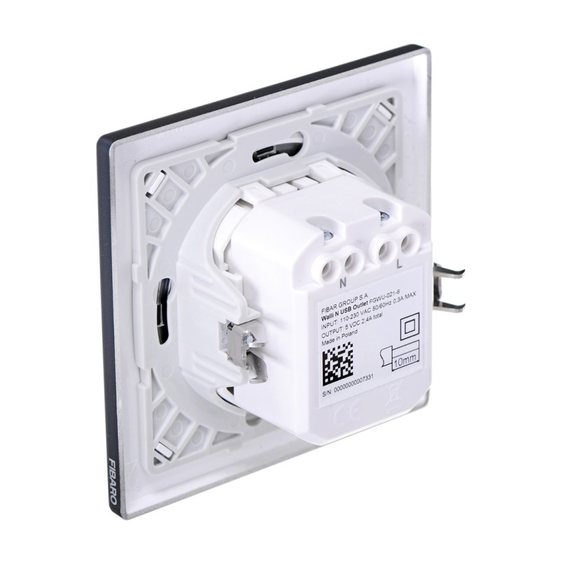 Fibaro FGWU-021-8 socket-outlet 2x USB Black Fibaro FGWU-021-8 socket-outlet 2x USB Black