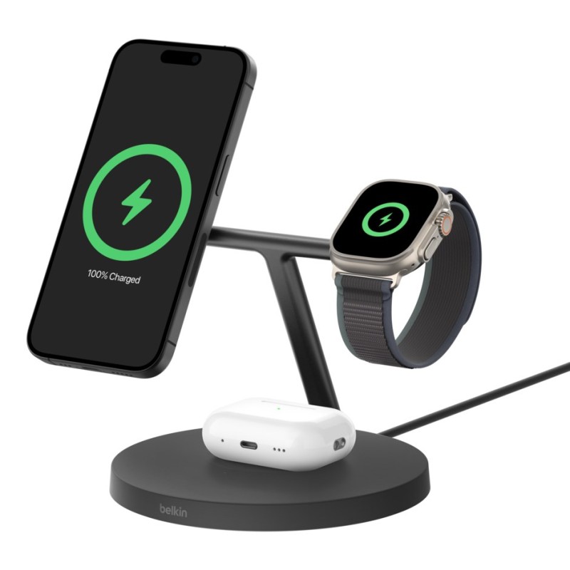 Belkin BoostCharge Pro Headphones, Smartphone, Smartwatch Black USB Wireless charging Fast charging Indoor Belkin BoostCharge Pro Headphones, Smartphone, Smartwatch Black USB Wireless charging Fast charging Indoor