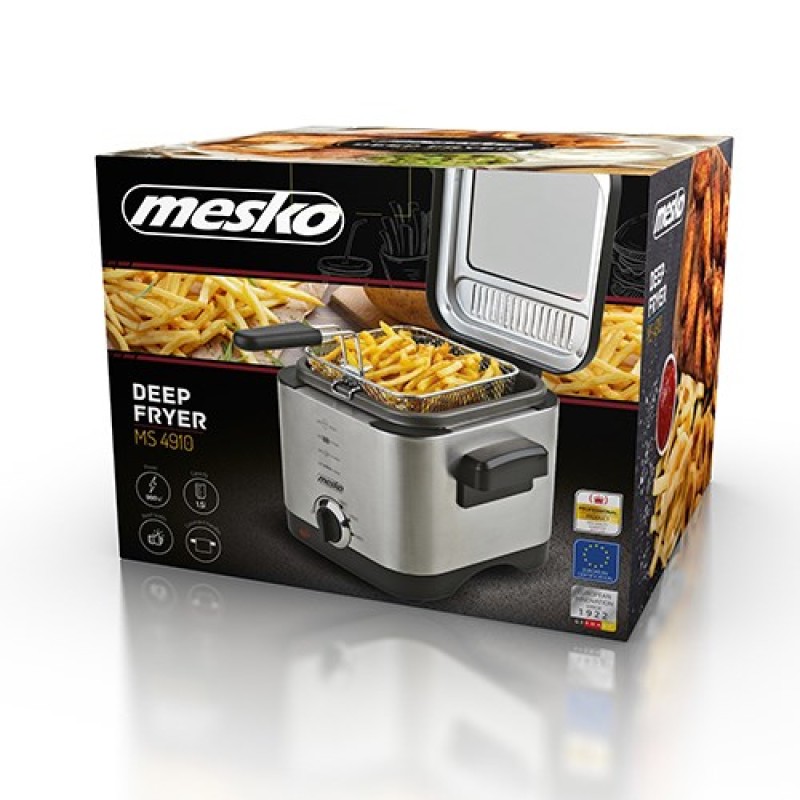 Mesko Home MS 4910 fryer Single 1.5 L Stand-alone 900 W Deep fryer Black, Satin steel Mesko Home MS 4910 fryer Single 1.5 L Stand-alone 900 W Deep fryer Black, Satin steel