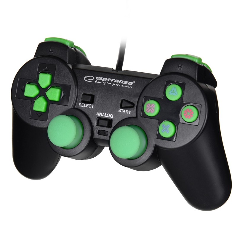 Esperanza EGG107G Gaming Controller Gamepad PC,Playstation 3 Analogue / Digital USB 2.0 Black/Green Esperanza EGG107G Gaming Controller Gamepad PC,Playstation 3 Analogue / Digital USB 2.0 Black/Green