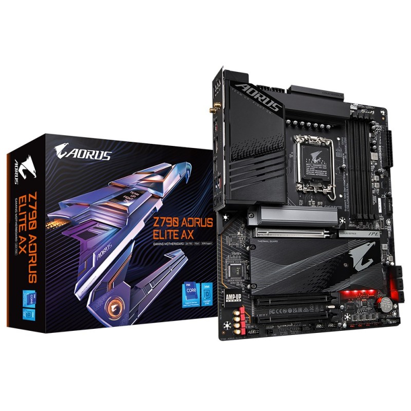 GIGABYTE Z790 AORUS ELITE AX Motherboard - Supports Intel Core 14th CPUs, 16*+2+1 Phases Digital VRM, up to 7600MHz DDR5 (OC), 4xPCIe 4.0 M.2, Wi-Fi 6E, 2.5GbE LAN, USB 3.2 Gen 2x2 GIGABYTE Z790 AORUS ELITE AX Motherboard - Supports Intel Core 14th CPUs, 16*+2+1 Phases Digital VRM, up to 7600MHz DDR5 (OC), 4xPCIe 4.0 M.2, Wi-Fi 6E, 2.5GbE LAN, USB 3.2 Gen 2x2