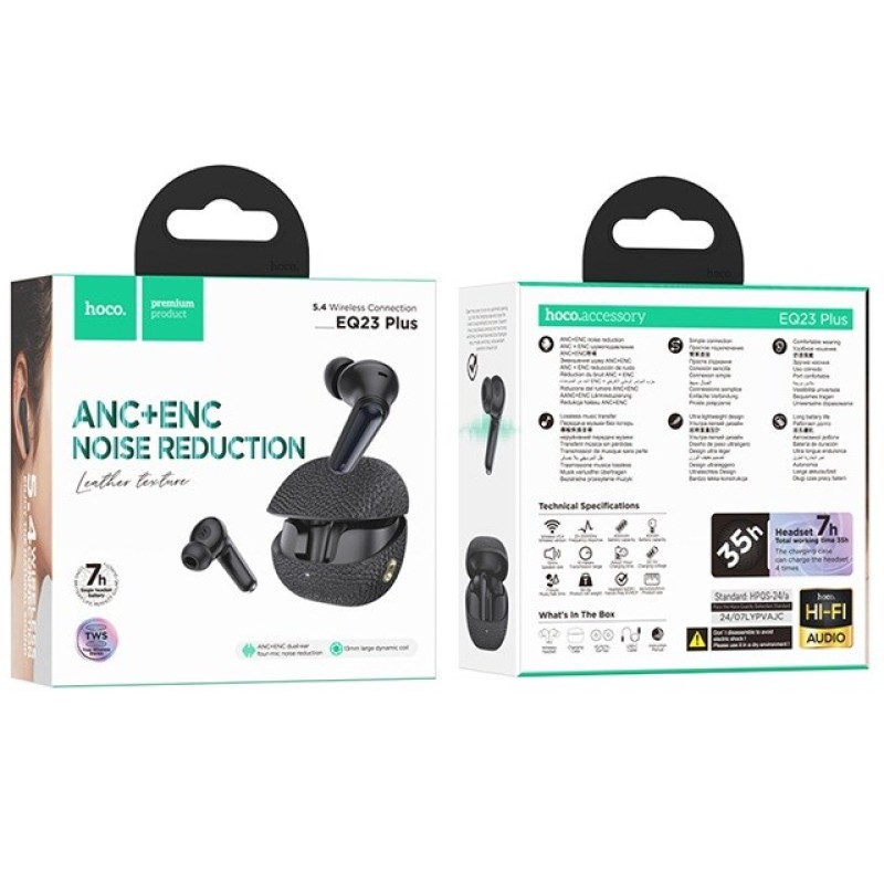 Hoco EQ23 PLUS II Headset Wireless In-Ear Calls/Music Bluetooth Black Hoco EQ23 PLUS II Headset Wireless In-Ear Calls/Music Bluetooth Black