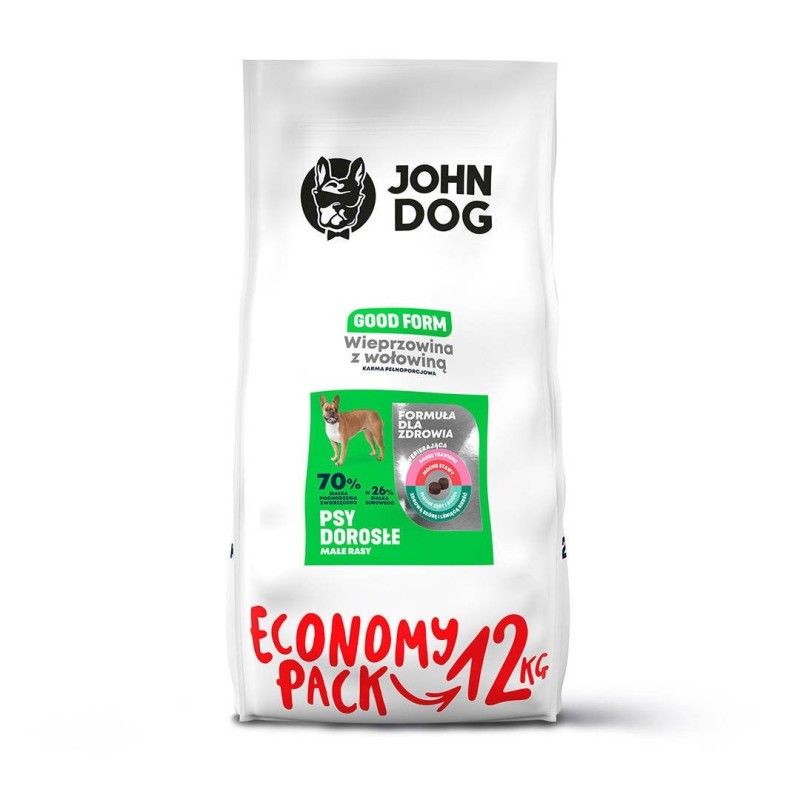 JOHN DOG Good Form Small Pork with beef  - dry dog food - 12 kg