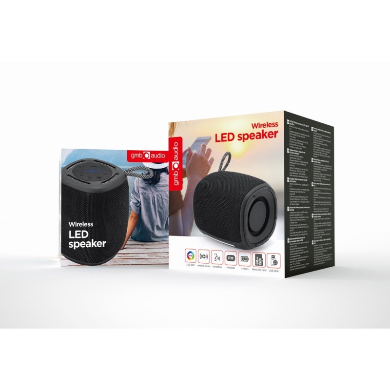 Gembird SPK-BT-LED-03-BK portable Bluetooth speaker with RGB LED Light Black 5W Gembird SPK-BT-LED-03-BK portable Bluetooth speaker with RGB LED Light Black 5W