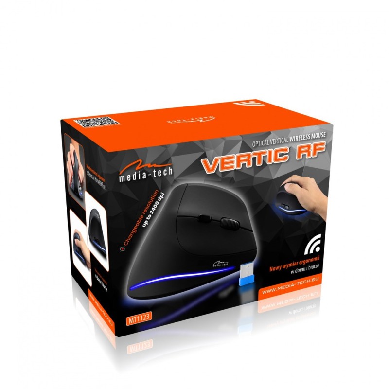 MEDIA-TECH VERTIC RF MT1123 Wireless vertical mouse RF 2400 DPI Black MEDIA-TECH VERTIC RF MT1123 Wireless vertical mouse RF 2400 DPI Black