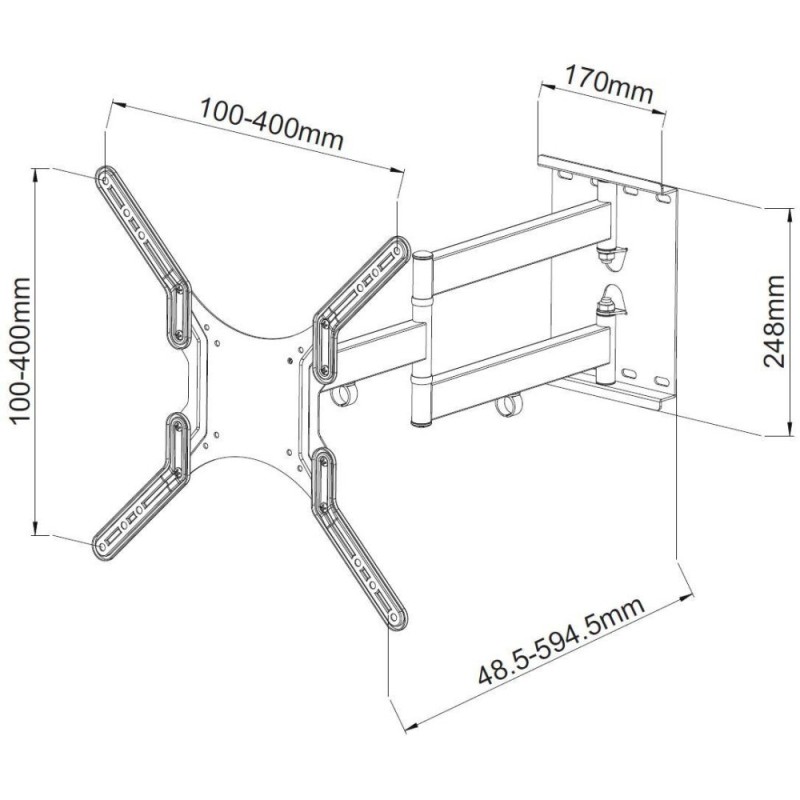 Techly 23-55 Universal LCD TV Wall Mount Bracket Black Techly 23-55 Universal LCD TV Wall Mount Bracket Black