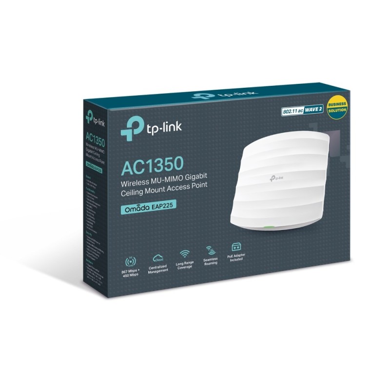 TP-Link Omada EAP225 wireless access point 1350 Mbit/s White Power over Ethernet (PoE) TP-Link Omada EAP225 wireless access point 1350 Mbit/s White Power over Ethernet (PoE)