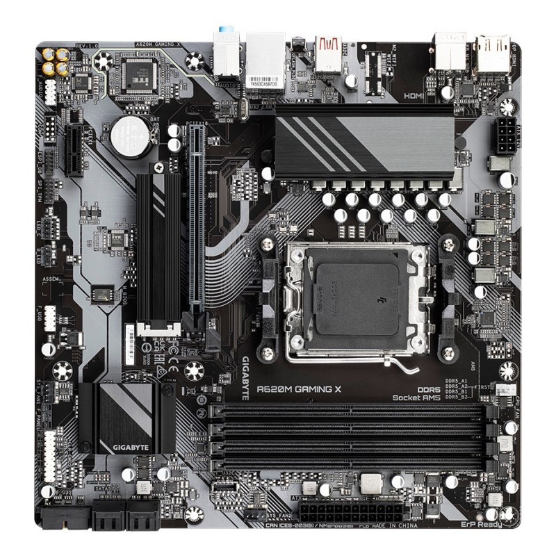 GIGABYTE A620M GAMING X Motherboard - Supports AMD Ryzen 8000 CPUs, 8+2+1 Phases Digital VRM, up to 8000MHz DDR5 (OC), 1xPCIe 4.0 M.2, GbE LAN, USB 3.2 Gen 2 GIGABYTE A620M GAMING X Motherboard - Supports AMD Ryzen 8000 CPUs, 8+2+1 Phases Digital VRM, up to 8000MHz DDR5 (OC), 1xPCIe 4.0 M.2, GbE LAN, USB 3.2 Gen 2