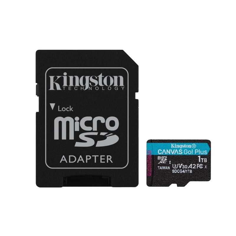 Kingston Technology 1TB microSDXC Canvas Go Plus Gen4 200MB/s A2 U3 V30 Card + Adapter