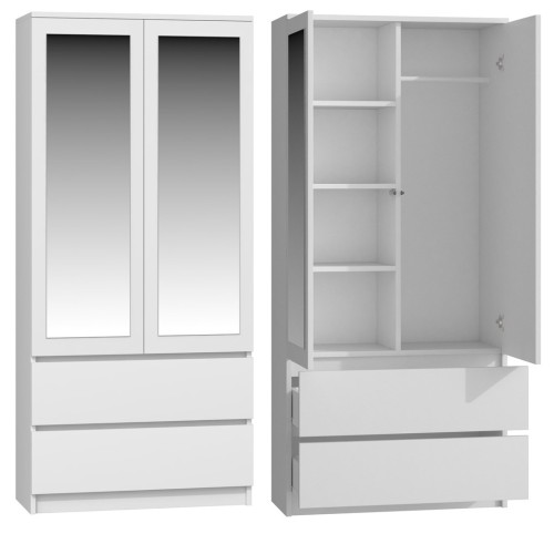 Topeshop SS-90 BIEL LUSTRO bedroom wardrobe/closet 5 shelves 2 door(s) White