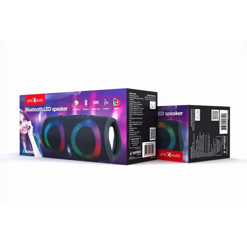 Gembird SPK-BT-LED-02 portable/party speaker Mono portable speaker Black 10 W