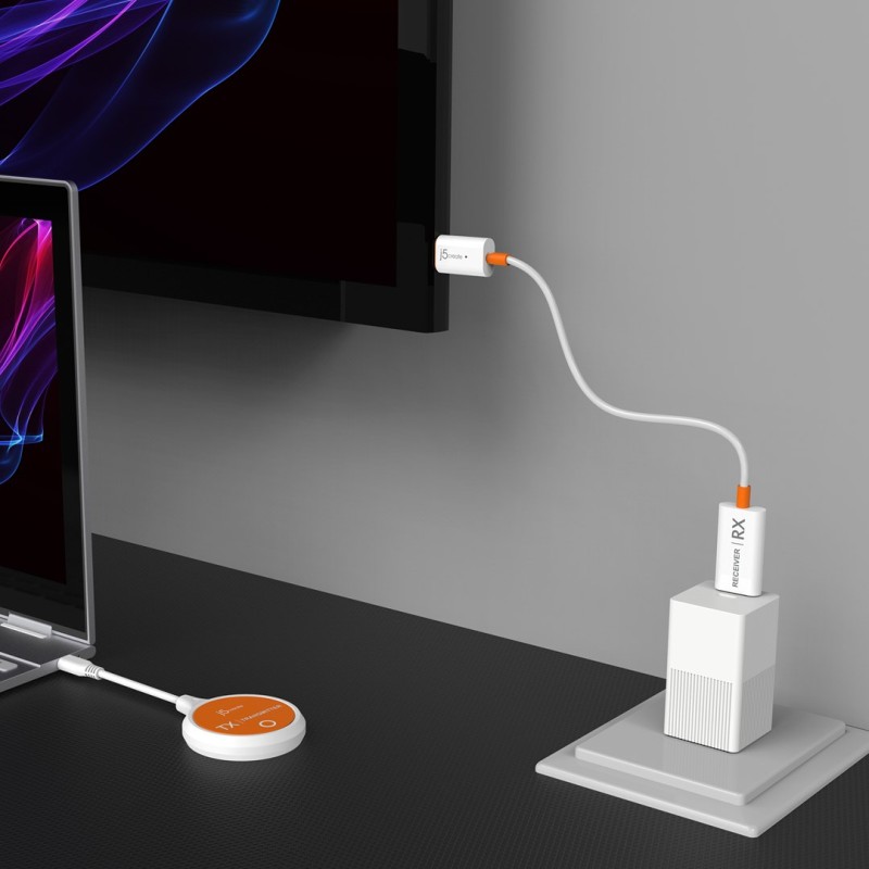 j5create JVAW62 ScreenCast USB-C® Wireless Display HDMI™ Extender, White and Orange j5create JVAW62 ScreenCast USB-C® Wireless Display HDMI™ Extender, White and Orange