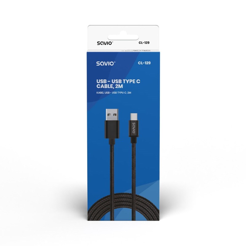 Savio CL-129 USB cable 2 m USB 2.0 USB A USB C Black Savio CL-129 USB cable 2 m USB 2.0 USB A USB C Black