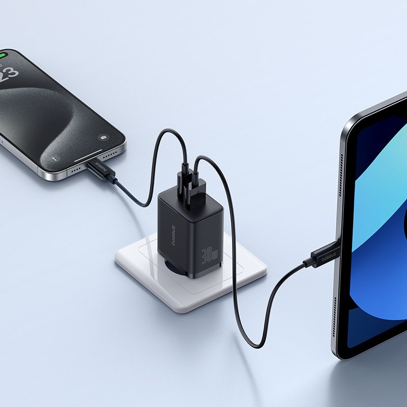 Baseus P10111404113-00 Cube USB-C / USB-A 30W mains charger Black Baseus P10111404113-00 Cube USB-C / USB-A 30W mains charger Black