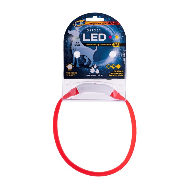HILTON LED silicone 1.4x0.8x40 cm with USB - dog collar HILTON LED silicone 1.4x0.8x40 cm with USB - dog collar