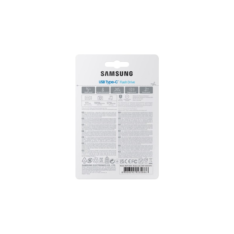 Samsung MUF-64DA USB flash drive 64 GB USB Type-C 3.2 Gen 1 (3.1 Gen 1) Blue Samsung MUF-64DA USB flash drive 64 GB USB Type-C 3.2 Gen 1 (3.1 Gen 1) Blue
