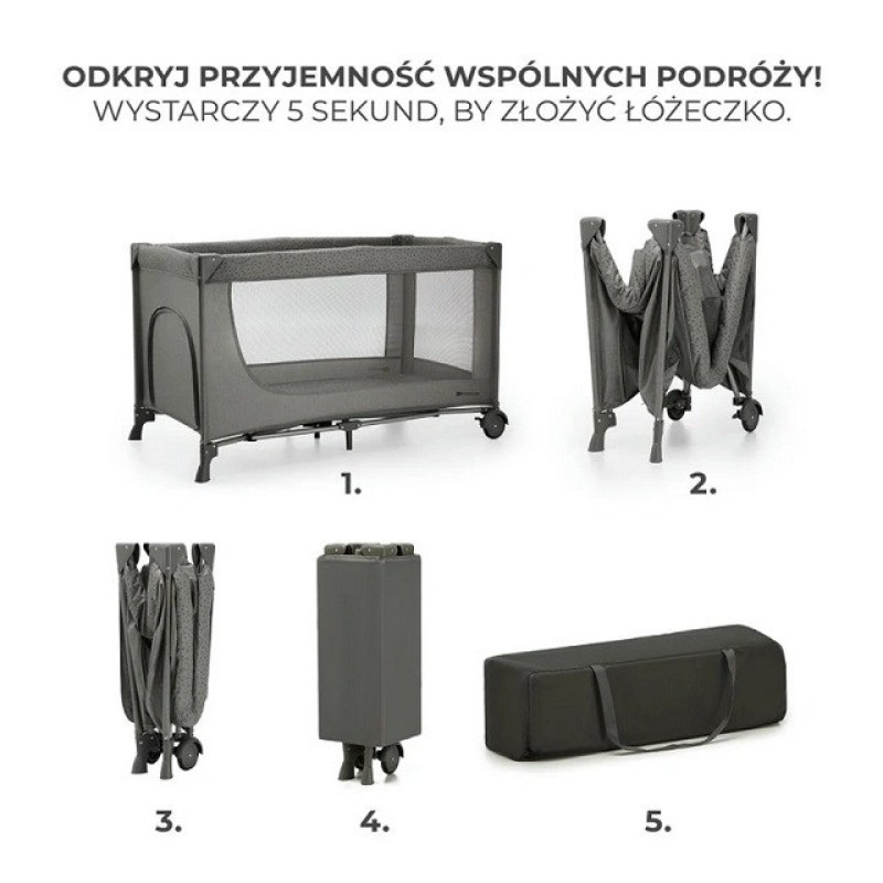 Kinderkraft Łóżeczko turystyczne Joy 2 ciemnoszary