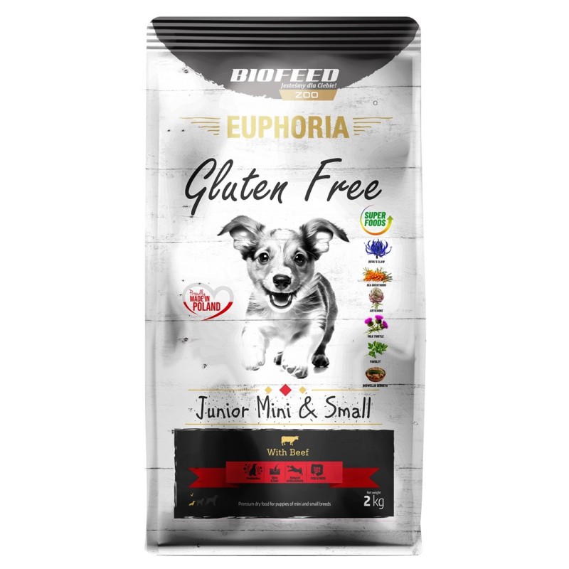 BIOFEED Euphoria Gluten Free Junior mini & small Beef - dry dog food - 2kg