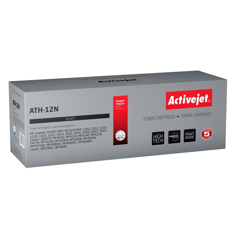 Activejet ATH-12N Toner (replacement for HP 12A Q2612A, Canon FX-10, Canon CRG-703; Supreme; 2300 pages; black)