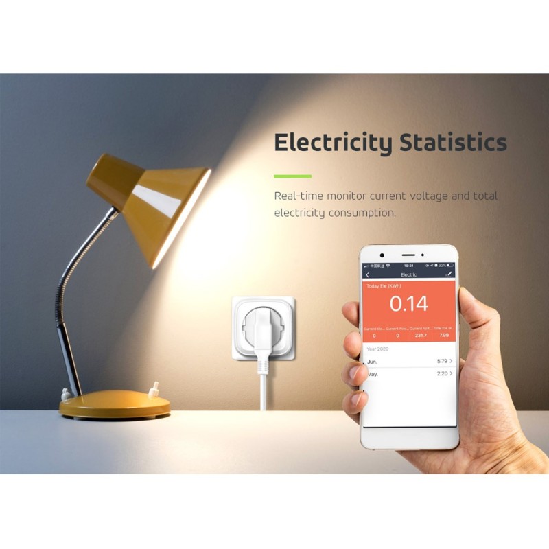 GreenBlue WiFi remote controlled socket, Android/iOS/Alexa/Google Home, energy cons. Energy, timer, max 3680W, type F, GB720 F GreenBlue WiFi remote controlled socket, Android/iOS/Alexa/Google Home, energy cons. Energy, timer, max 3680W, type F, GB720 F