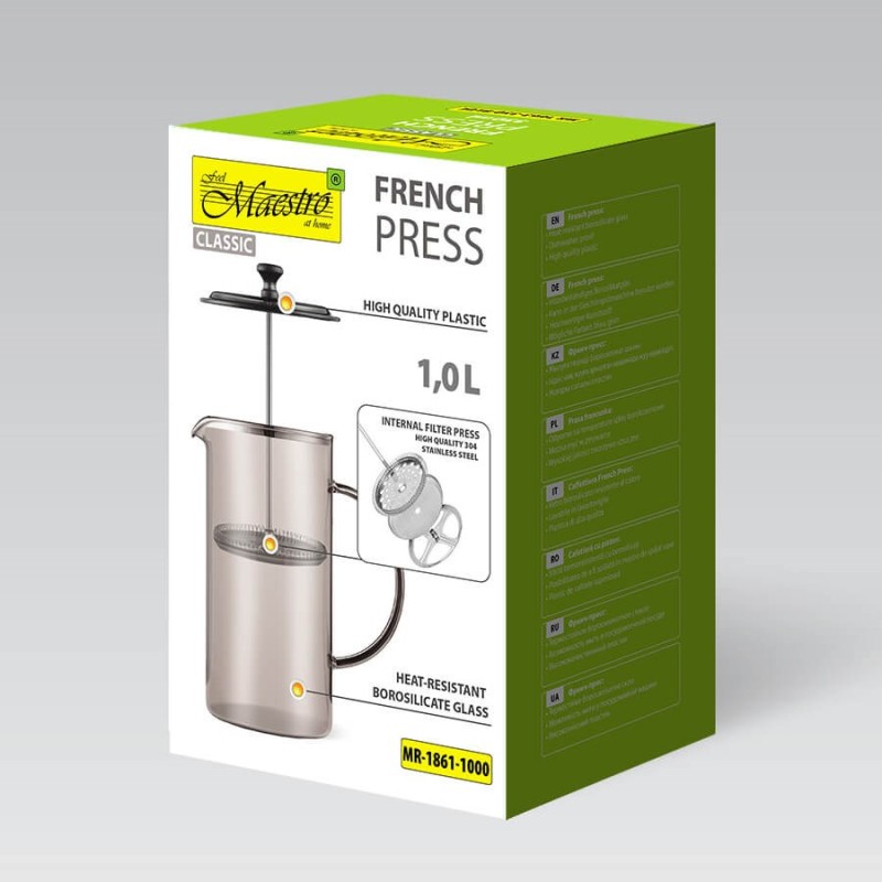 French press MAESTRO MR-1861 (MR-1861-1000) 1000 ml Translucent French press MAESTRO MR-1861 (MR-1861-1000) 1000 ml Translucent