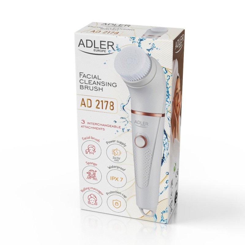 Adler AD 2178 facial cleansing brush Vibrating & rotating brush White Battery Adler AD 2178 facial cleansing brush Vibrating & rotating brush White Battery