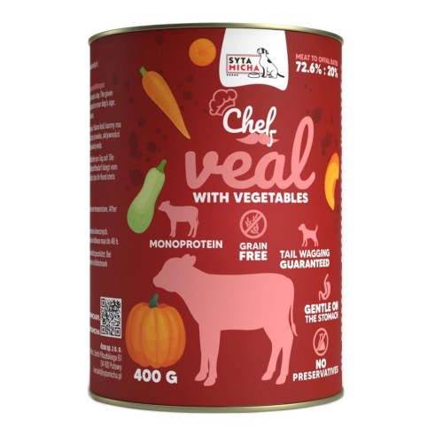 SYTA MICHA Chef Veal with vegetables - wet dog food - 400g SYTA MICHA Chef Veal with vegetables - wet dog food - 400g