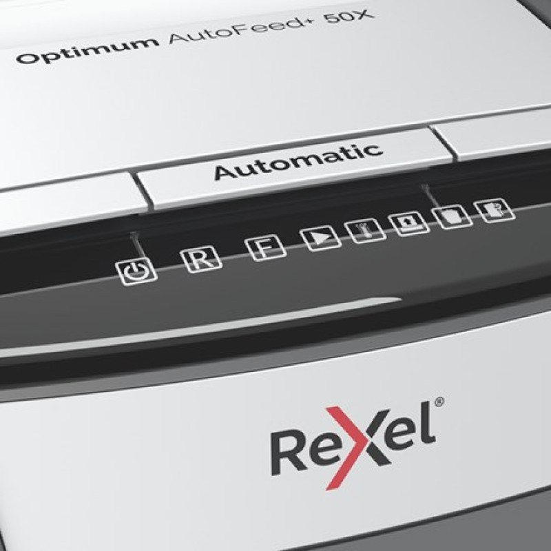 Rexel Optimum AutoFeed+ 50X paper shredder Cross shredding 55 dB 22 cm Black, Grey Rexel Optimum AutoFeed+ 50X paper shredder Cross shredding 55 dB 22 cm Black, Grey