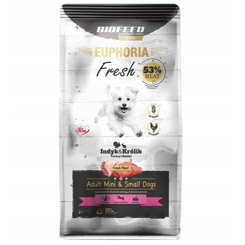 BIOFEED Euphoria Fresh Adult Turkey with rabbit XS/S - dry dog food - 500g