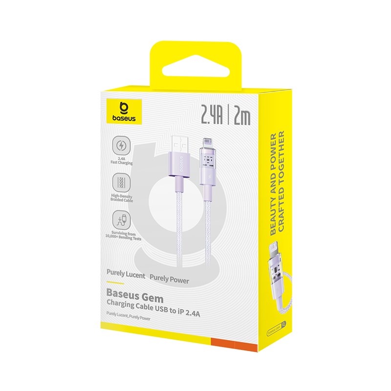 Baseus Gem USB to IP 2.4A fast charging cable 2 m Purple Baseus Gem USB to IP 2.4A fast charging cable 2 m Purple