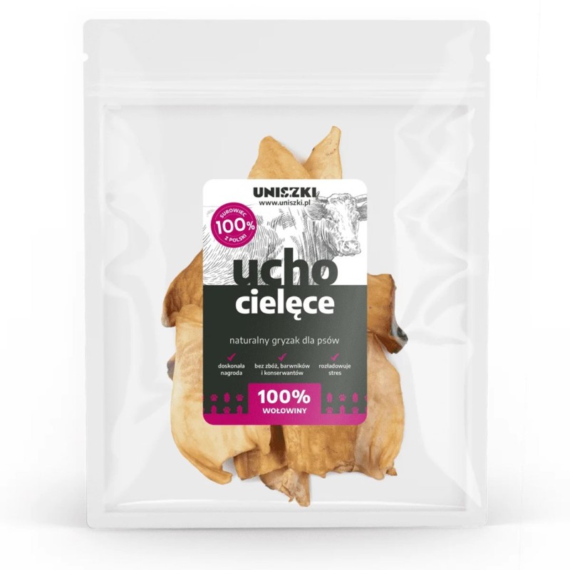 UNISZKI Calf ear - dog treat - 10 pieces UNISZKI Calf ear - dog treat - 10 pieces