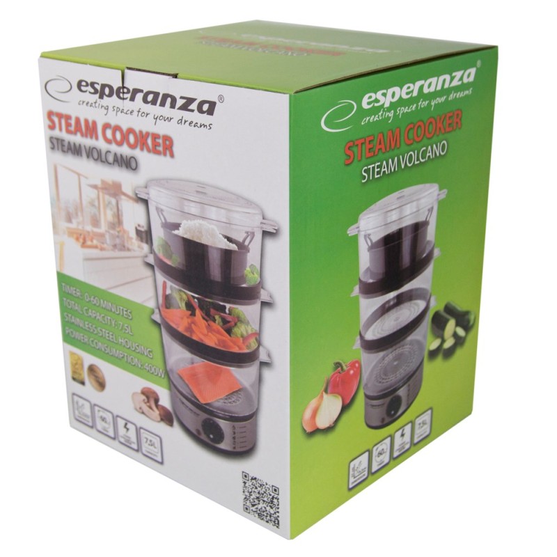 Esperanza EKG009 Steam cooker 3 stainless steel basket (s) 400 W 7.5L Esperanza EKG009 Steam cooker 3 stainless steel basket (s) 400 W 7.5L