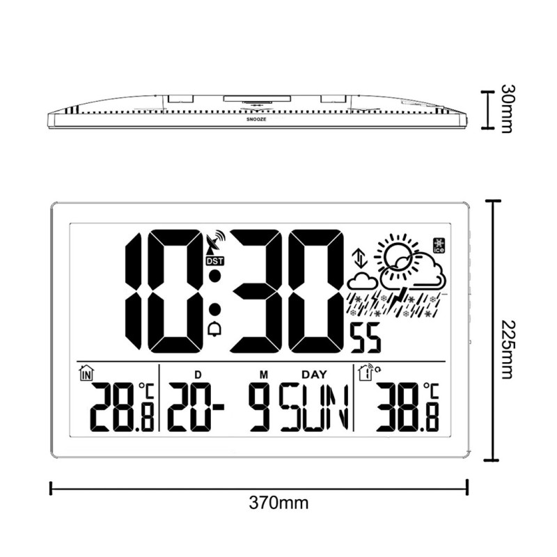GreenBlue GB218 Extra Large LCD Wall Clock with Weather Station Temperature and Date Display GreenBlue GB218 Extra Large LCD Wall Clock with Weather Station Temperature and Date Display