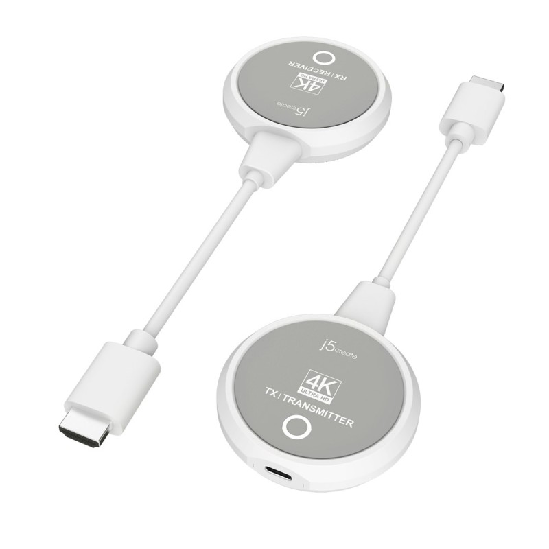 Nadajnik i odbiornik audio/video bezprzewodowy j5create ScreenCast 4K Wireless Display HDMI Extender ; kolor biały JVAW75-N Nadajnik i odbiornik audio/video bezprzewodowy j5create ScreenCast 4K Wireless Display HDMI Extender ; kolor biały JVAW75-N
