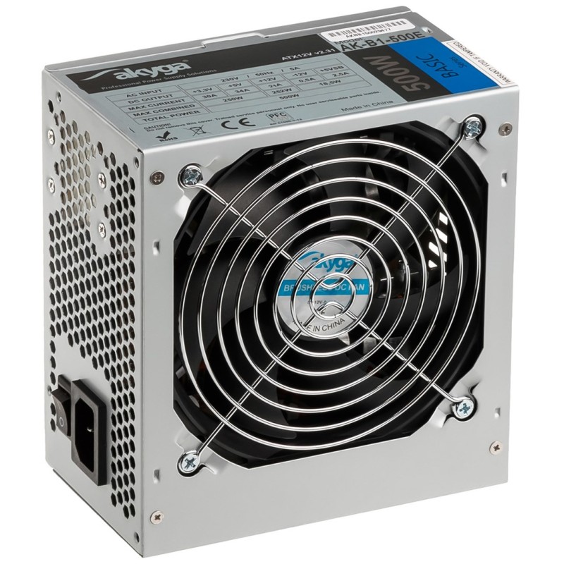 Akyga AK-B1-500E power supply unit 500 W 20+4 pin ATX ATX Grey Akyga AK-B1-500E power supply unit 500 W 20+4 pin ATX ATX Grey