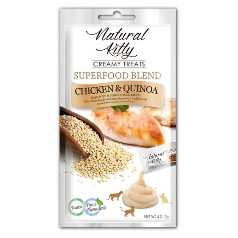 NATURAL KITTY Superfood Blend Chicken with quinoa - cat treats -  4 x 12g