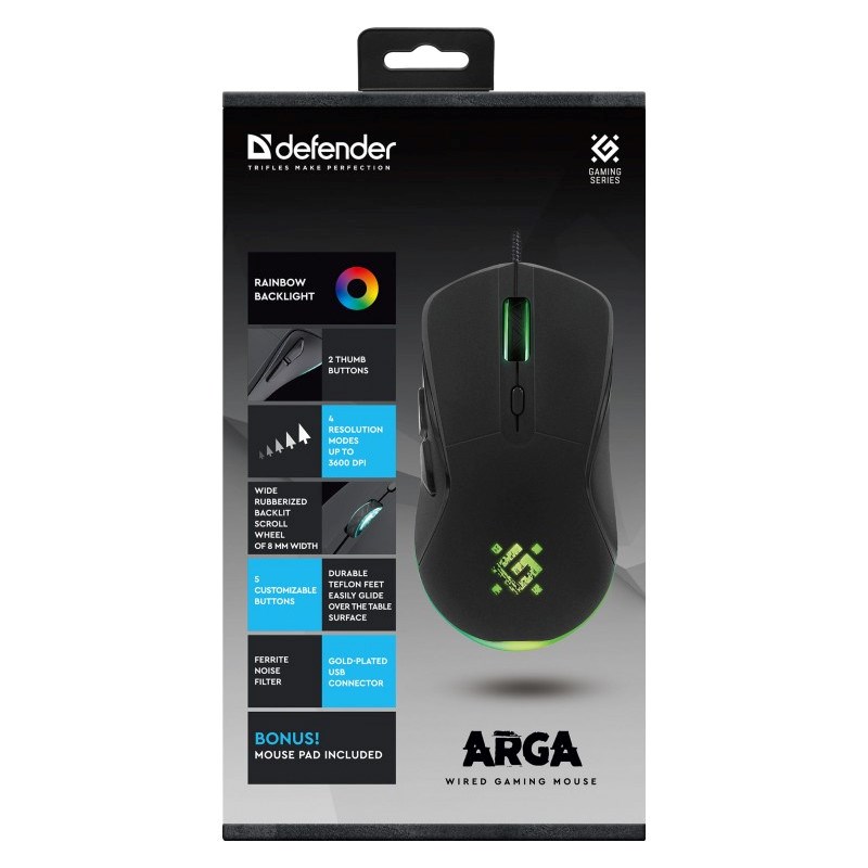MOUSE DEFENDER GM-049 ARGA OPTIC 3600dpi 6P BLACK MOUSE DEFENDER GM-049 ARGA OPTIC 3600dpi 6P BLACK