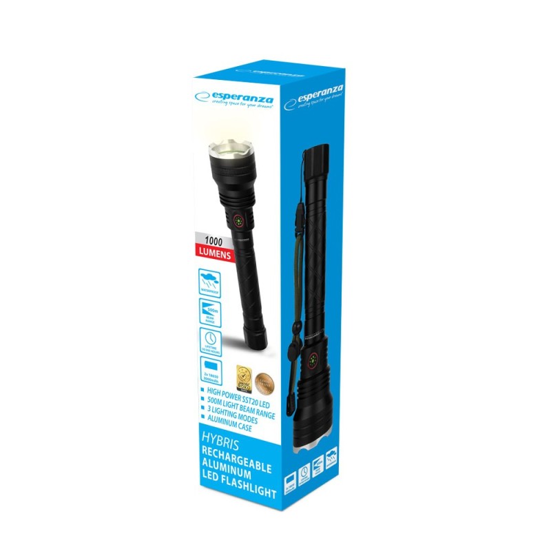 Esperanza EOT068 Flashlight Black, Rechargeable LED Flashlight Esperanza EOT068 Flashlight Black, Rechargeable LED Flashlight