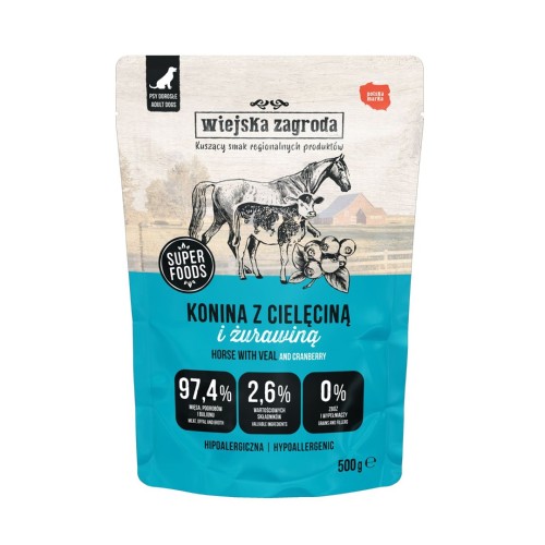 WIEJSKA ZAGRODA Horse meat with veal - wet dog food - 500g WIEJSKA ZAGRODA Horse meat with veal - wet dog food - 500g