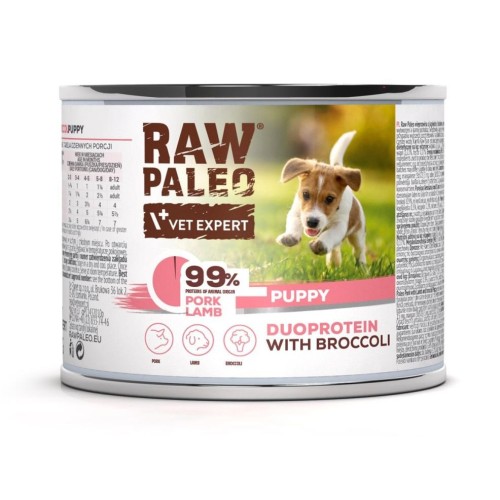 RAW PALEO Duoprotein Pork & Lamb Puppy - wet dog food - 200g RAW PALEO Duoprotein Pork & Lamb Puppy - wet dog food - 200g