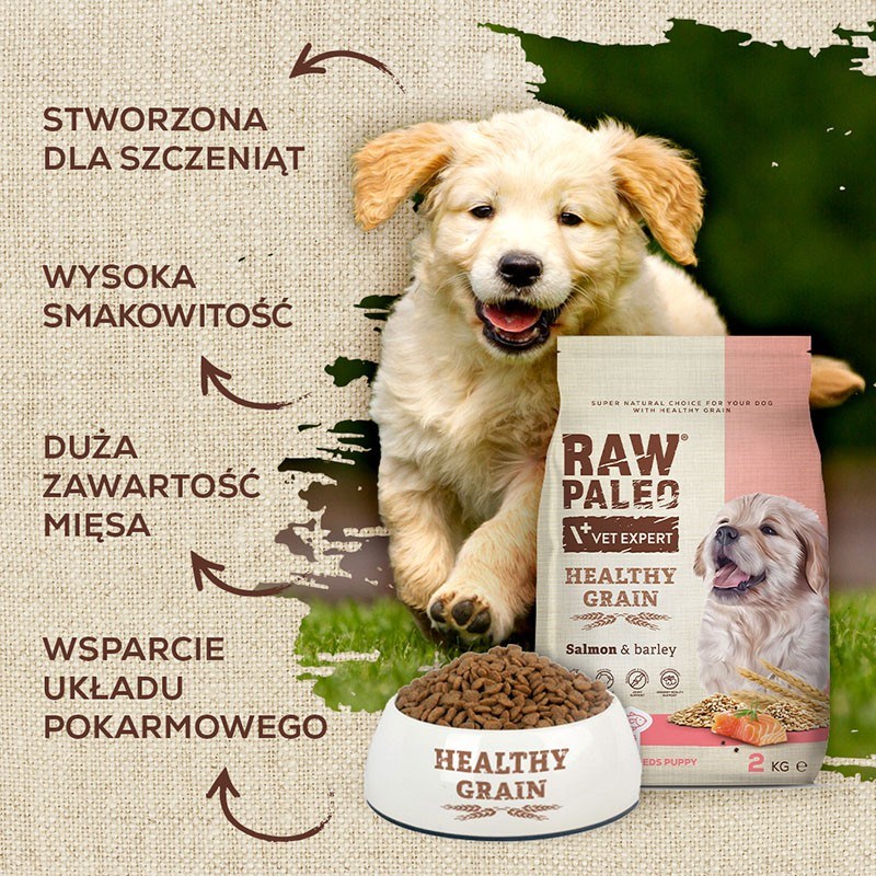 VET EXPERT Raw Paleo Healthy Grain Puppy Salmon and barley - dry dog food - 2 kg VET EXPERT Raw Paleo Healthy Grain Puppy Salmon and barley - dry dog food - 2 kg