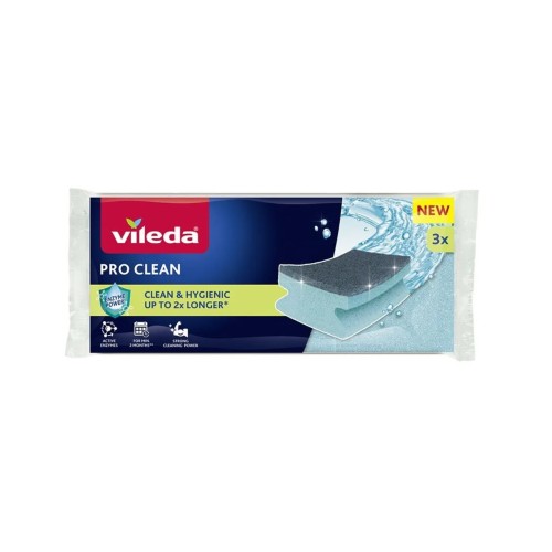 Vileda Pro Clean enzyme profiled scourer 3 pcs. Vileda Pro Clean enzyme profiled scourer 3 pcs.