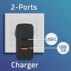 Qoltec 52380 Super Quick PD Charger | 1xUSB-C | 1xUSB | 65W | 5-20V | 1.5-3.25A | Black