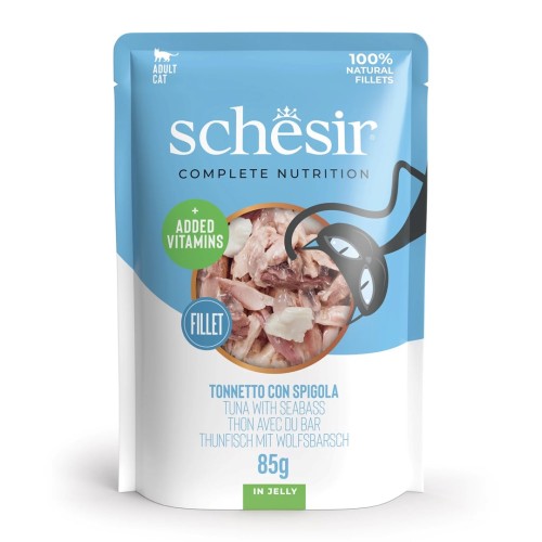 SCHESIR in jelly Tuna with seabass - wet cat food - 85 g SCHESIR in jelly Tuna with seabass - wet cat food - 85 g