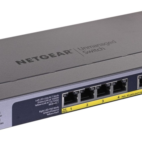 NETGEAR GS108PP Unmanaged Gigabit Ethernet (10/100/1000) Power over Ethernet (PoE) Black NETGEAR GS108PP Unmanaged Gigabit Ethernet (10/100/1000) Power over Ethernet (PoE) Black