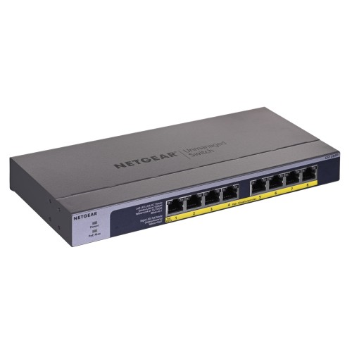 NETGEAR GS108PP Unmanaged Gigabit Ethernet (10/100/1000) Power over Ethernet (PoE) Black NETGEAR GS108PP Unmanaged Gigabit Ethernet (10/100/1000) Power over Ethernet (PoE) Black