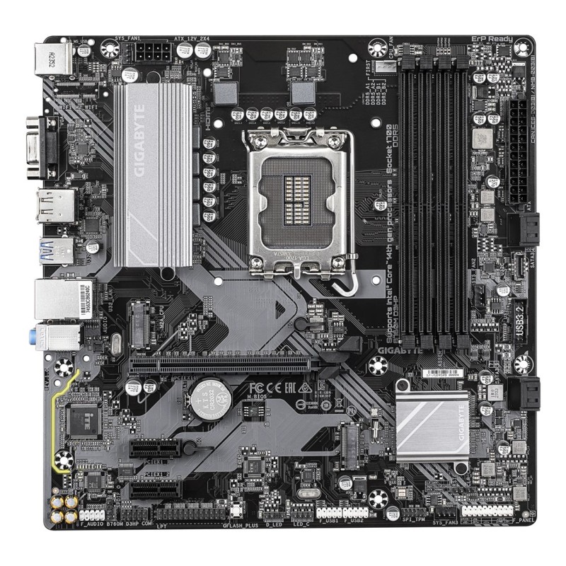 GIGABYTE B760M D3HP Motherboard - Intel Core 14th Gen CPUs, 4+1+1 Phases VRM, up to 5600MHz DDR5, 2xPCIe 4.0 M.2, GbE LAN, USB 3.2 Gen 1 GIGABYTE B760M D3HP Motherboard - Intel Core 14th Gen CPUs, 4+1+1 Phases VRM, up to 5600MHz DDR5, 2xPCIe 4.0 M.2, GbE LAN, USB 3.2 Gen 1