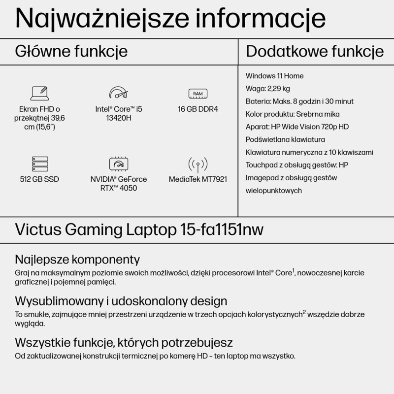 HP Victus 15-fa1151nw i5-13420H 15,6 HP Victus 15-fa1151nw i5-13420H 15,6