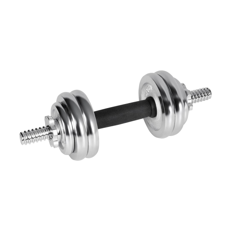 REBEL ACTIVE Chrome Adjustable Dumbbells in a Case 15 kg with Barbell